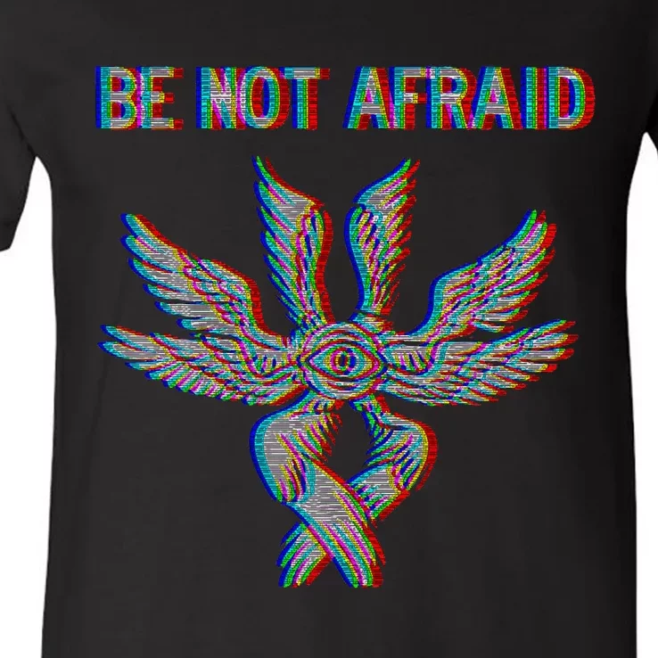 Be Not Afraid Biblically Accurate Angel Seraphim Glitch V-Neck T-Shirt