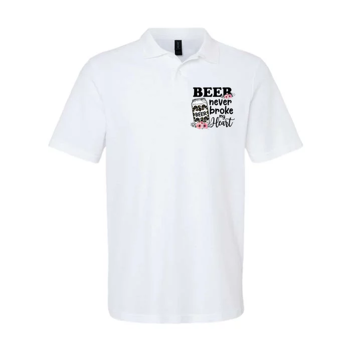 Beer Never Broke My Heart for a Beer Lady Lovers Softstyle Adult Sport Polo