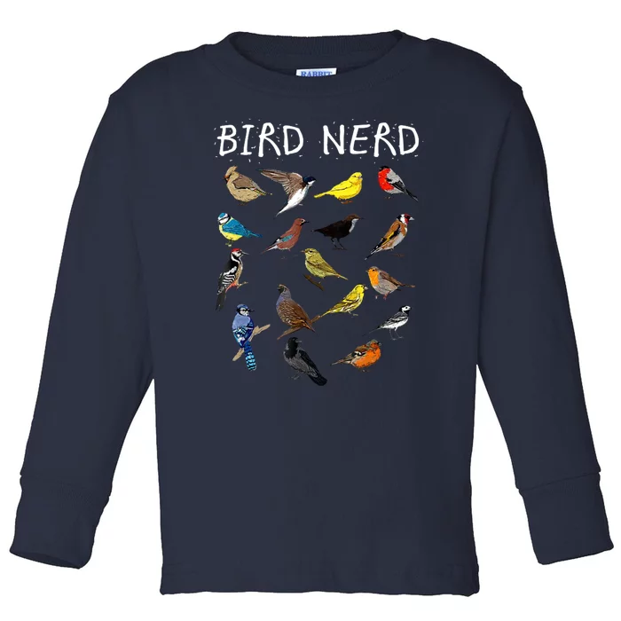 Bird Nerd Toddler Long Sleeve Shirt