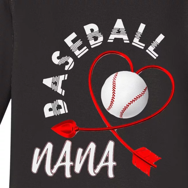 Baseball Nana Baseball Player Grandma Retirement Baseball Baby Long Sleeve Bodysuit