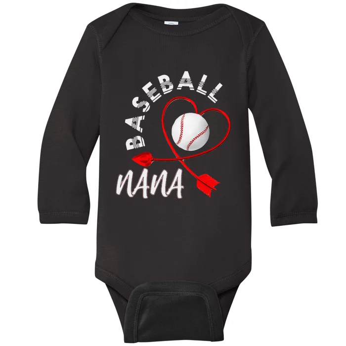 Baseball Nana Baseball Player Grandma Retirement Baseball Baby Long Sleeve Bodysuit