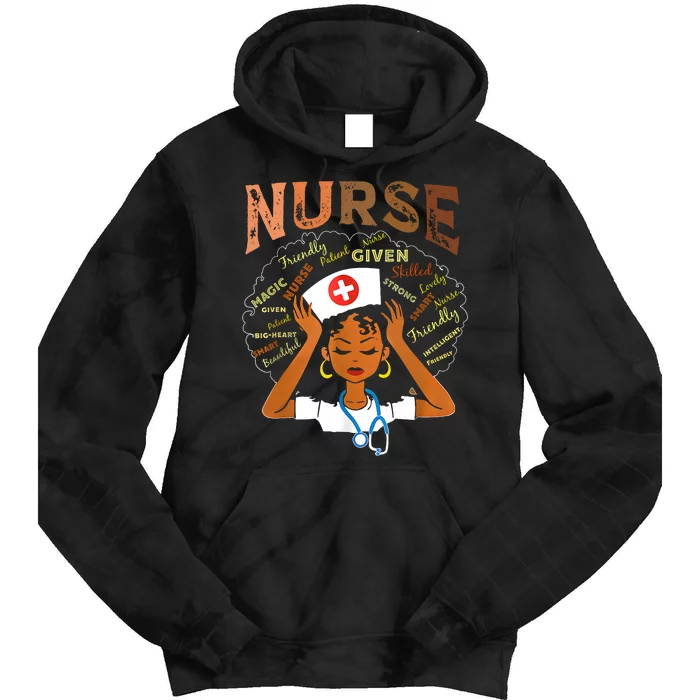 Black Nurse Black History Melanin Afro Woman Nursing Tie Dye Hoodie