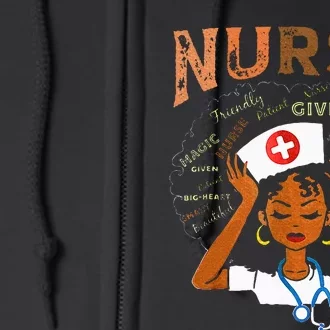 Black Nurse Black History Blm Melanin Afro Woman Nursing Full Zip Hoodie