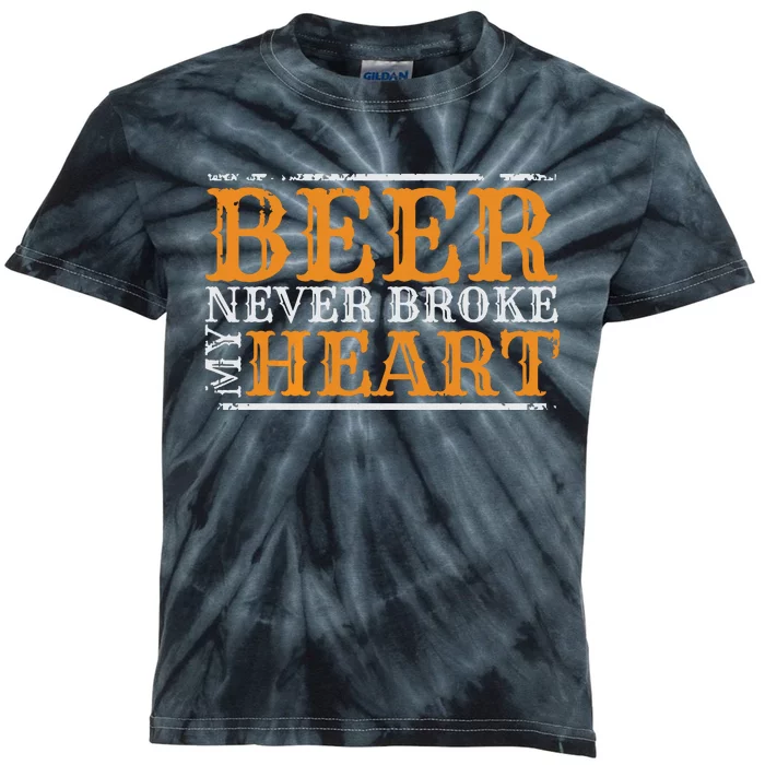 Beer Never Broke My Heart Funny Drinking Lovers Kids Tie-Dye T-Shirt