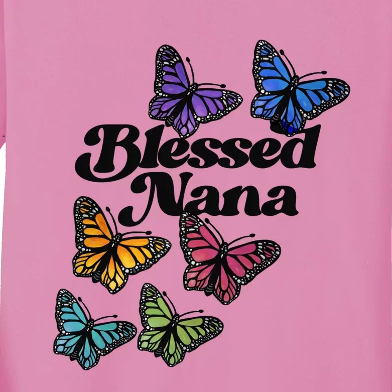 Blessed Nana Beautiful Grandparents Day Gift Kids Long Sleeve Shirt