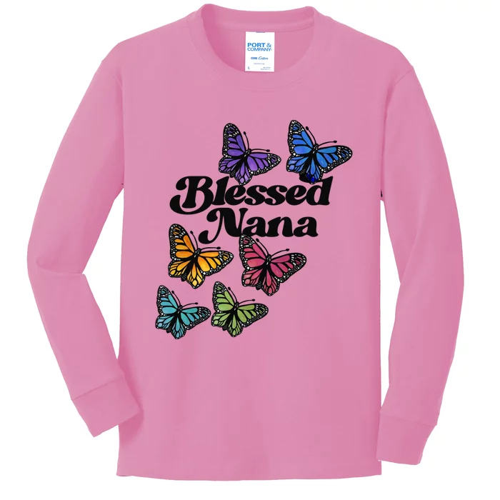 Blessed Nana Beautiful Grandparents Day Gift Kids Long Sleeve Shirt