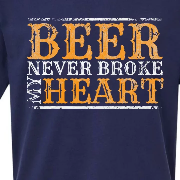 Beer Never Broke My Heart Funny Drinking Sueded Cloud Jersey T-Shirt