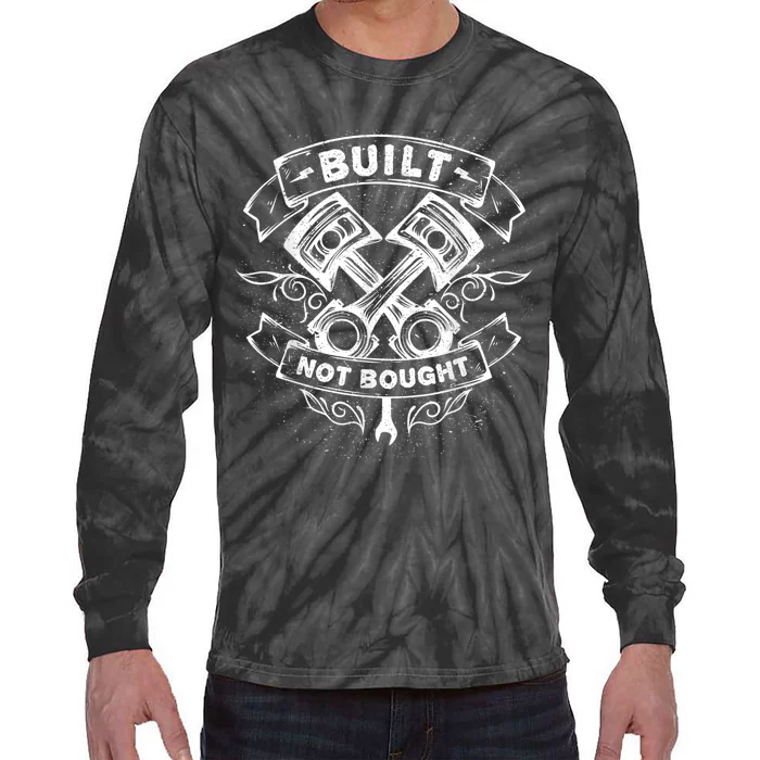 Built Not Bought Mechanic Pistons Custom Vintage Clothing Tie-Dye Long Sleeve Shirt