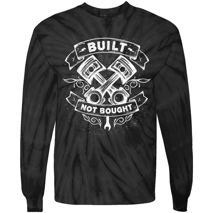 Built Not Bought Mechanic Pistons Custom Vintage Clothing Tie-Dye Long Sleeve Shirt