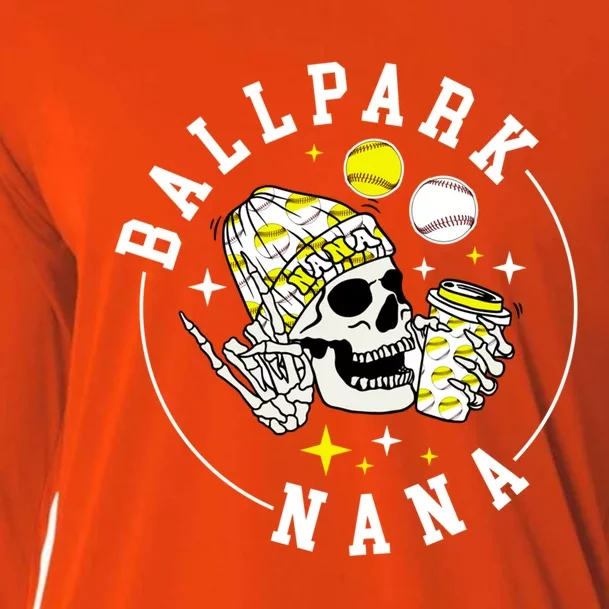 Ballpark Nana Baseball Softball Nana Grandma Great Gift Cooling Performance Long Sleeve Crew