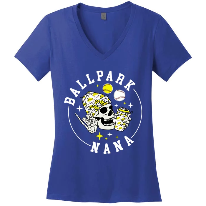 Ballpark Nana Baseball Softball Nana Grandma Great Gift Women's V-Neck T-Shirt