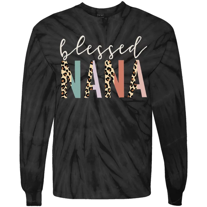 Blessed Nana Cute Leopard Print Tie-Dye Long Sleeve Shirt