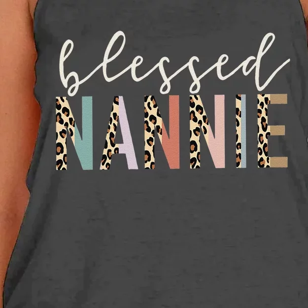 Blessed Nannie Cute Leopard Print Women's Knotted Racerback Tank