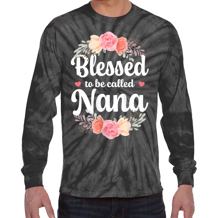 Blessed Nana Christian Grandma Floral MotherS Day Tie-Dye Long Sleeve Shirt