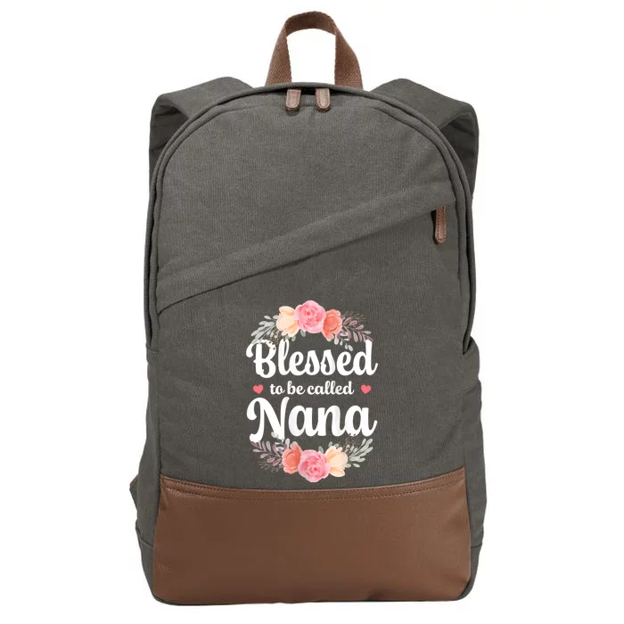 Blessed Nana Christian Grandma Floral MotherS Day Cotton Canvas Backpack