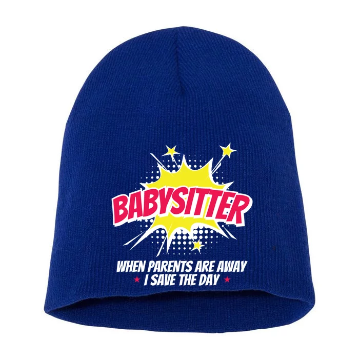 Babysitter Nanny Care Care Superhero Theme Gift Short Acrylic Beanie