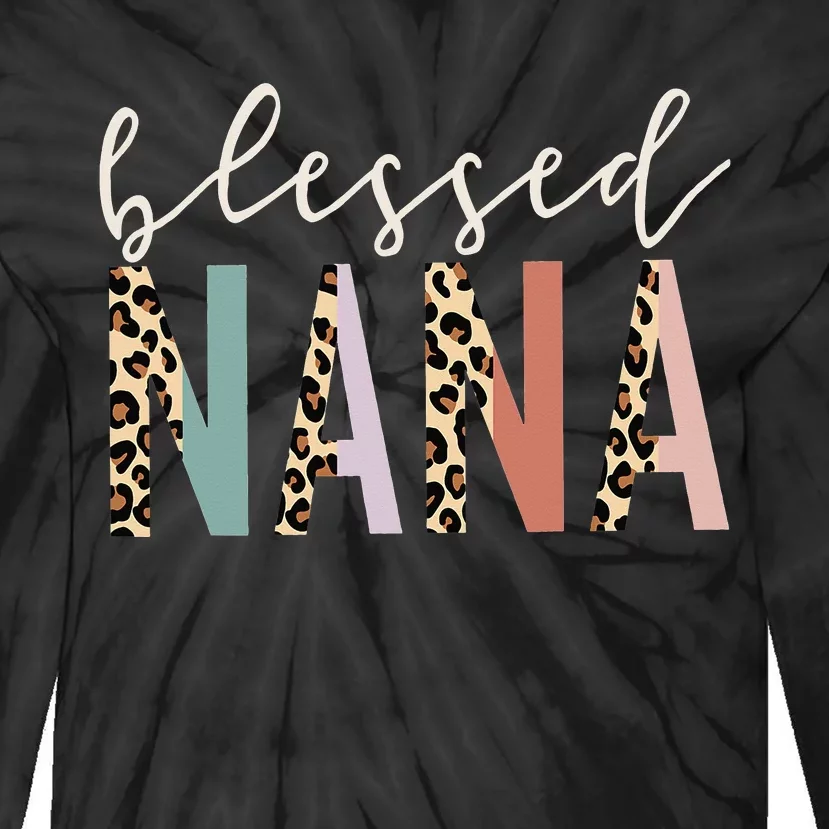 Blessed Nana Cute Leopard happy mother's day Tie-Dye Long Sleeve Shirt