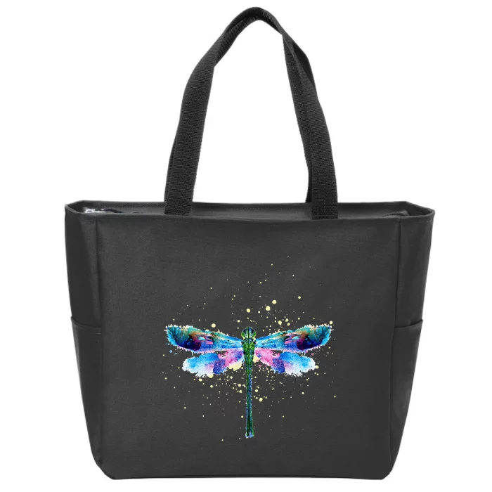 Beautiful Nature Colorful Pattern Dragonfly Zip Tote Bag