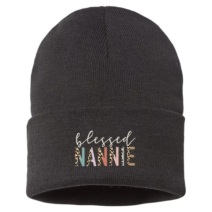 Blessed Nannie Cute Leopard Funny Mother's Day Sustainable Knit Beanie