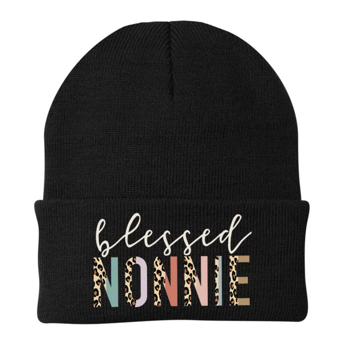 Blessed Nonnie Cute Leopard Print Knit Cap Winter Beanie