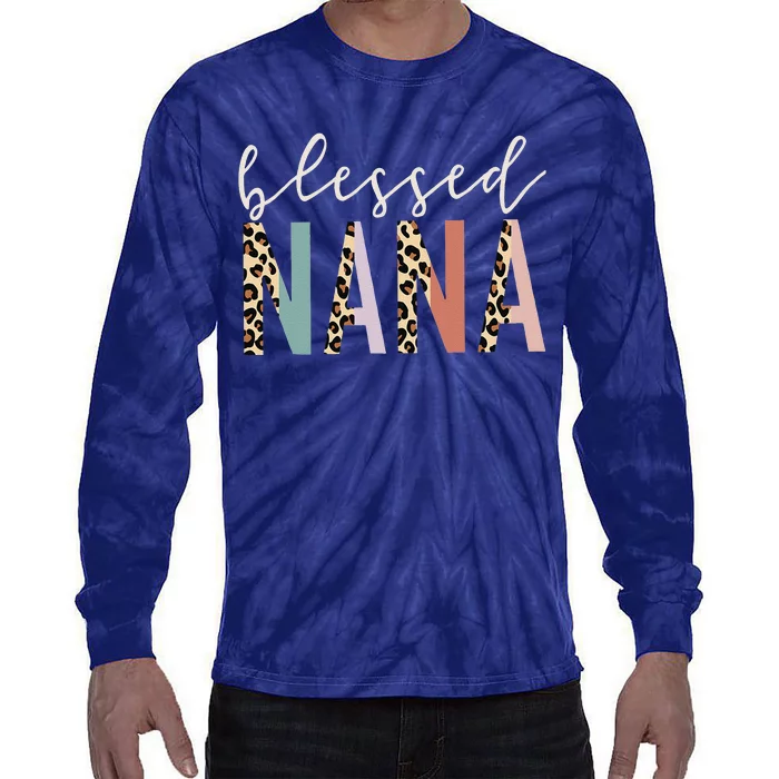 Blessed Nana Cute Leopard Print Tie-Dye Long Sleeve Shirt