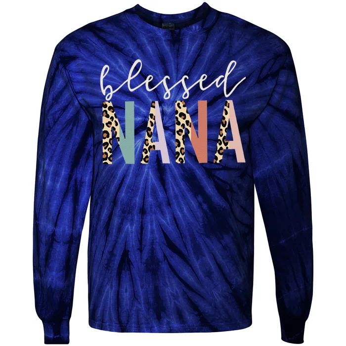 Blessed Nana Cute Leopard Print Tie-Dye Long Sleeve Shirt