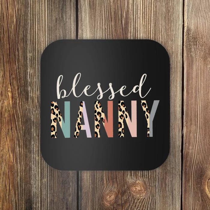 Blessed Nanny Cute Leopard Print Coaster