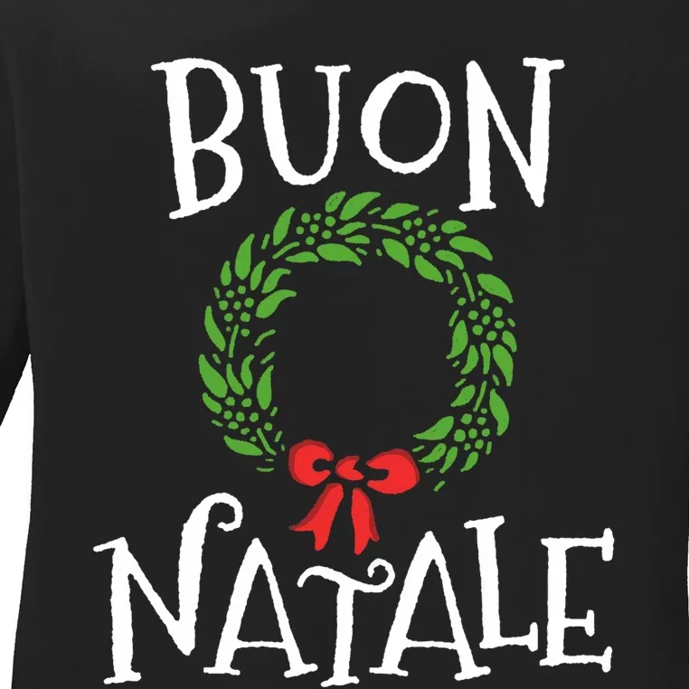 Buon Natale Christmas Italy Italian Merry Xmas Ladies Long Sleeve Shirt