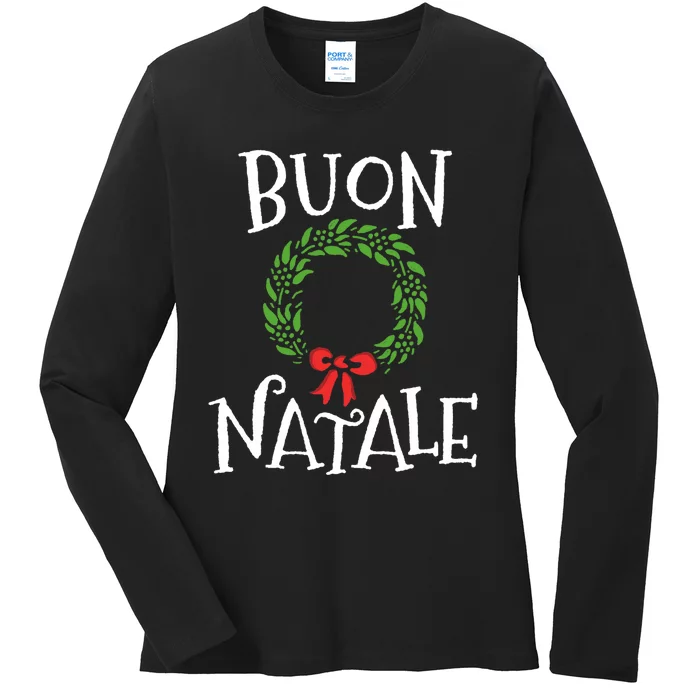 Buon Natale Christmas Italy Italian Merry Xmas Ladies Long Sleeve Shirt