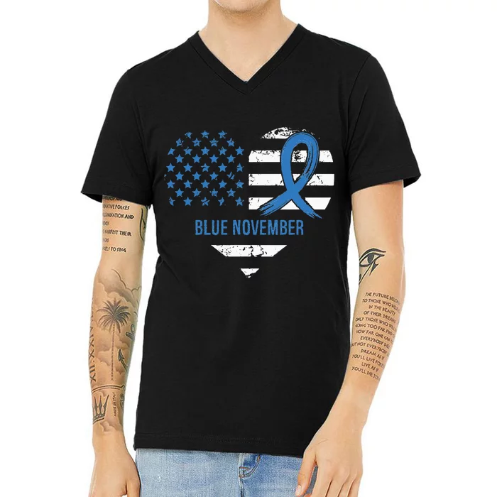 Blue November Diabetes Awareness V-Neck T-Shirt