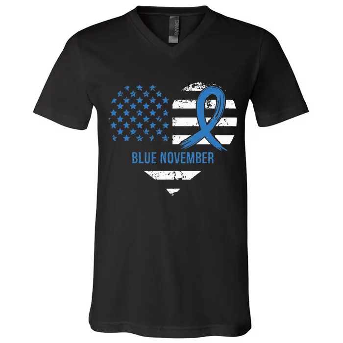 Blue November Diabetes Awareness V-Neck T-Shirt