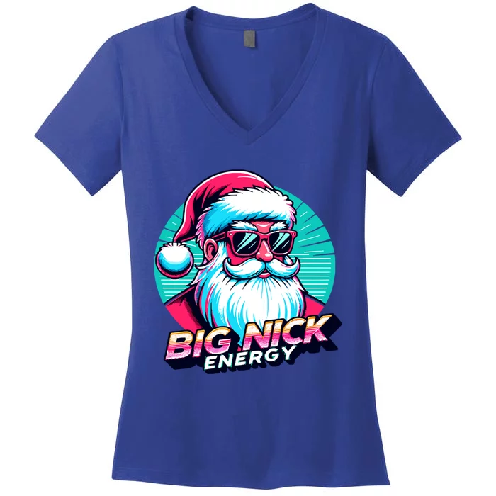 Big Nick Energy Christmas Ugly Xmas Vintage Santa Family Cool Gift Women's V-Neck T-Shirt