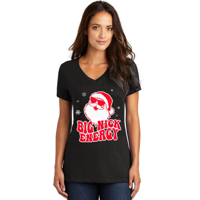 Big Nick Energy Christmas Reindeer Cute Xmas Women's V-Neck T-Shirt