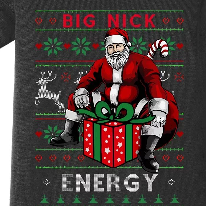 Big Nick Energy Funny Santa Christmas Xmas Ugly Christmas Sweater Baby Bodysuit