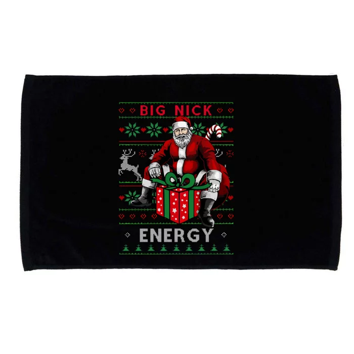 Big Nick Energy Funny Santa Christmas Xmas Ugly Christmas Sweater Microfiber Hand Towel