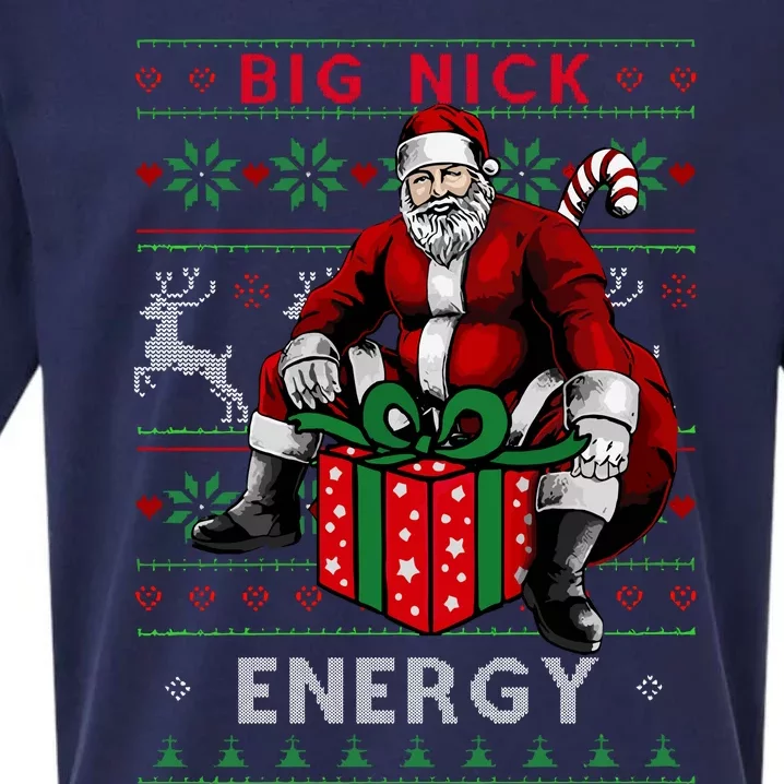 Big Nick Energy Funny Santa Christmas Xmas Ugly Christmas Sweater Sueded Cloud Jersey T-Shirt