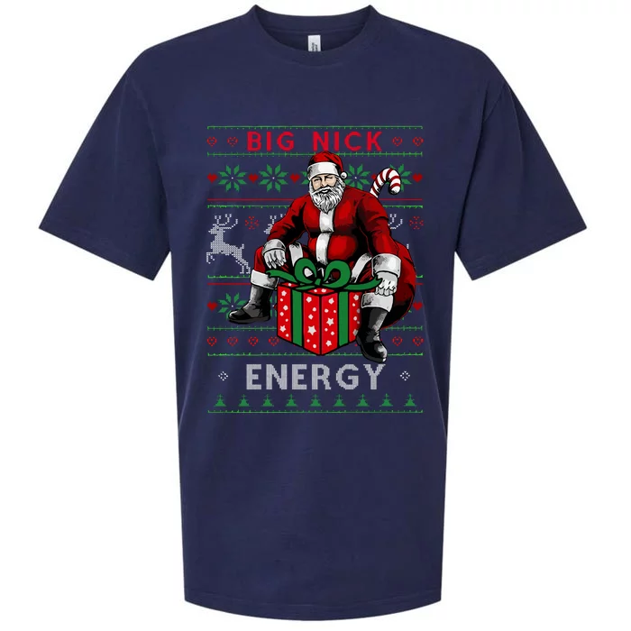 Big Nick Energy Funny Santa Christmas Xmas Ugly Christmas Sweater Sueded Cloud Jersey T-Shirt