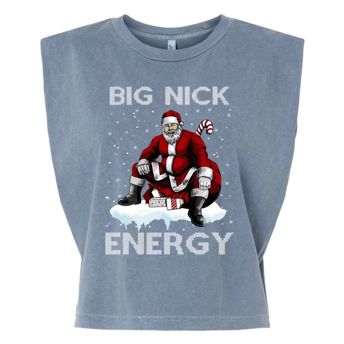 Big Nick Energy Funny Santa Christmas Xmas Ugly Christmas Sweater Garment-Dyed Women's Muscle Tee