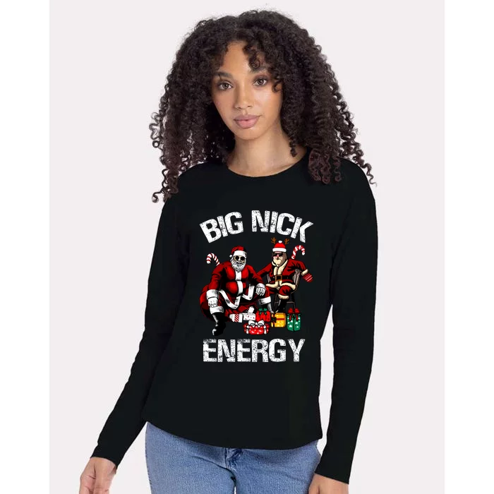 Big Nick Energy Funny Santa Christmas Xmas Ugly Christmas Sweater Womens Cotton Relaxed Long Sleeve T-Shirt