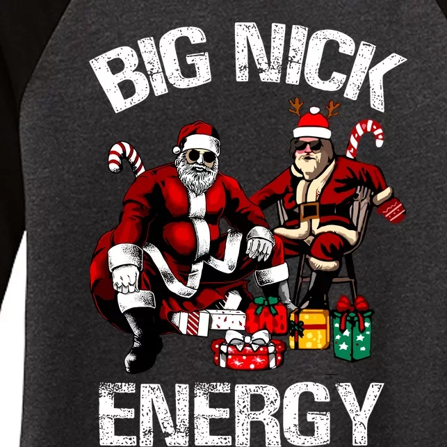 Big Nick Energy Funny Santa Christmas Xmas Ugly Christmas Sweater Women's Tri-Blend 3/4-Sleeve Raglan Shirt