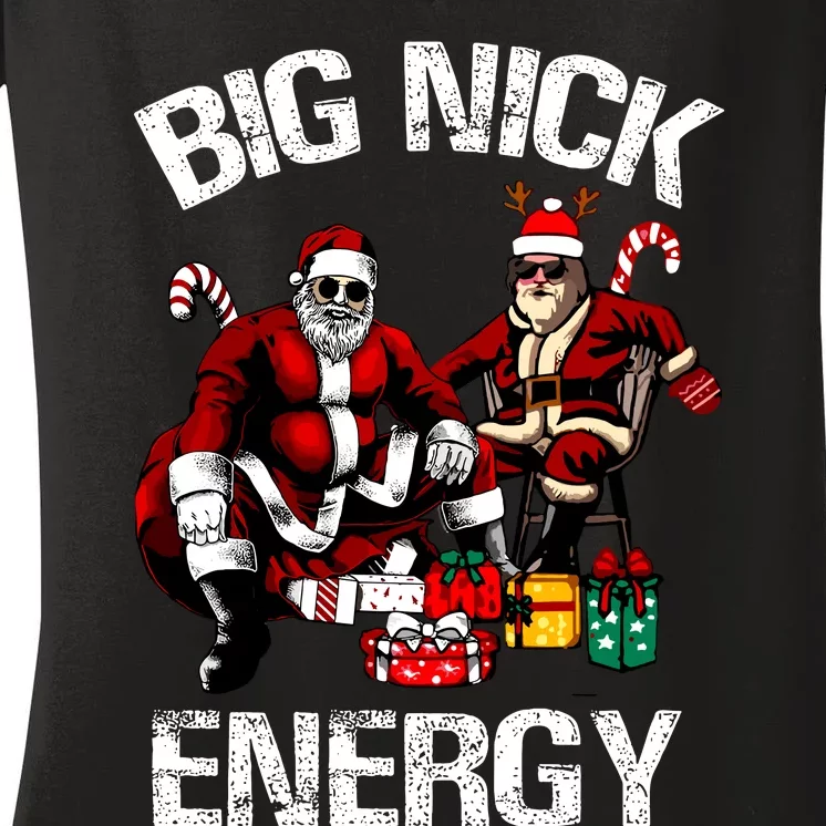 Big Nick Energy Funny Santa Christmas Xmas Ugly Christmas Sweater Women's V-Neck T-Shirt