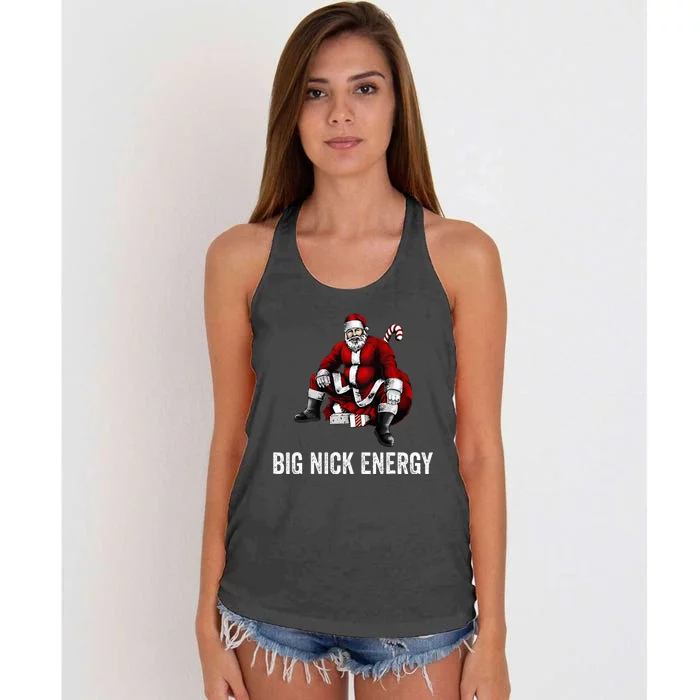 Big Nick Energy Funny Santa Christmas Women's Knotted Racerback Tank