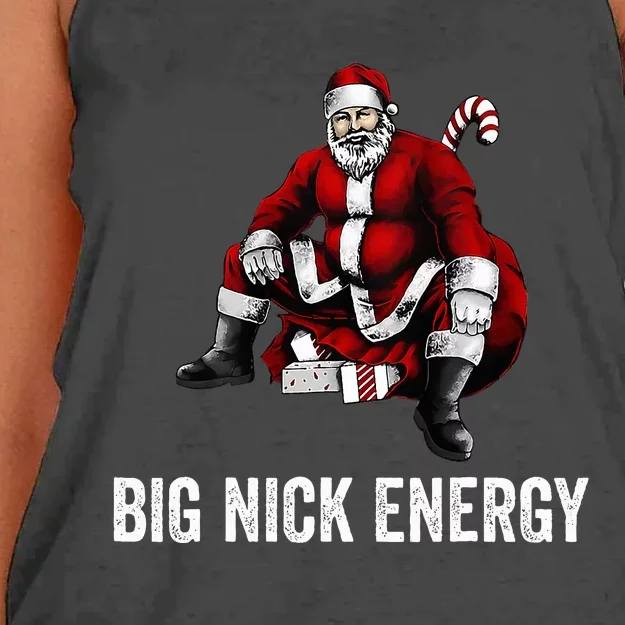 Big Nick Energy Funny Santa Christmas Women's Knotted Racerback Tank