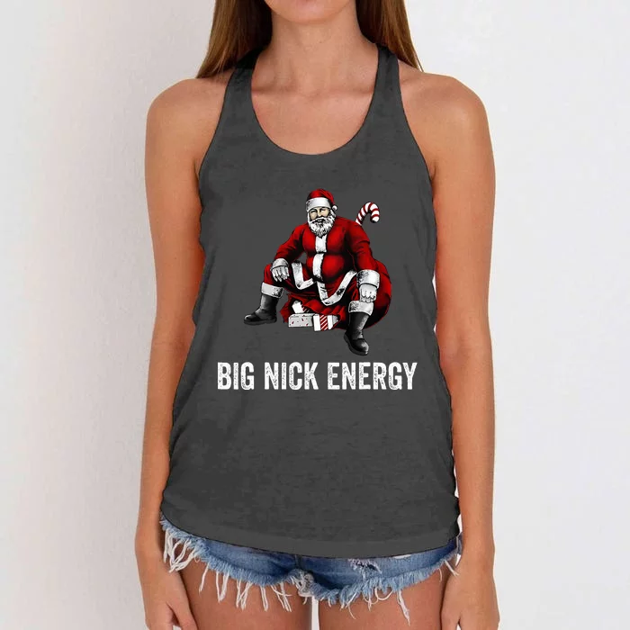 Big Nick Energy Funny Santa Christmas Women's Knotted Racerback Tank