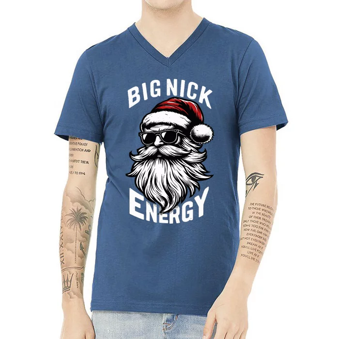 Big Nick Energy Funny Santa Christmas V-Neck T-Shirt