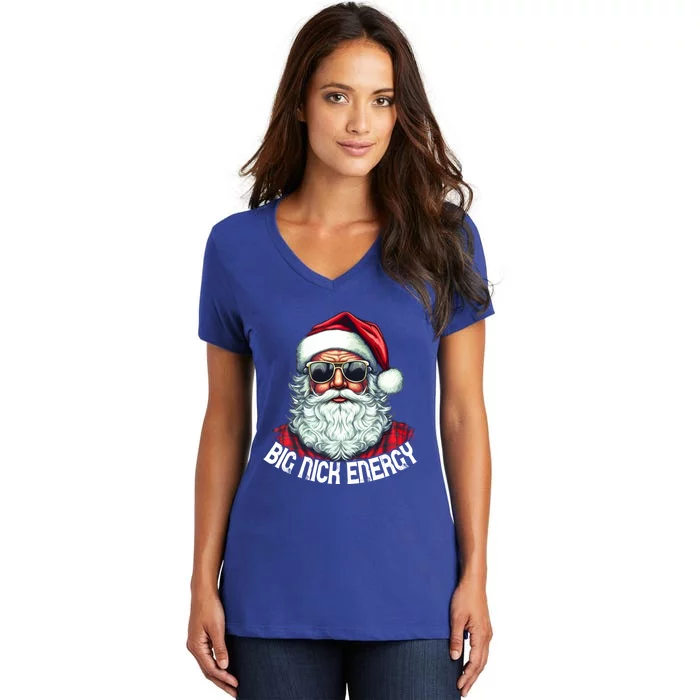 Big Nick Energy Funny Santa Christmas Cute Gift Women's V-Neck T-Shirt