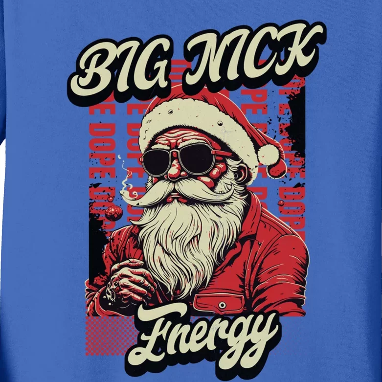 Big Nick Energy Funny Santa Christmas Ugly Christmas Cute Gift Kids Long Sleeve Shirt