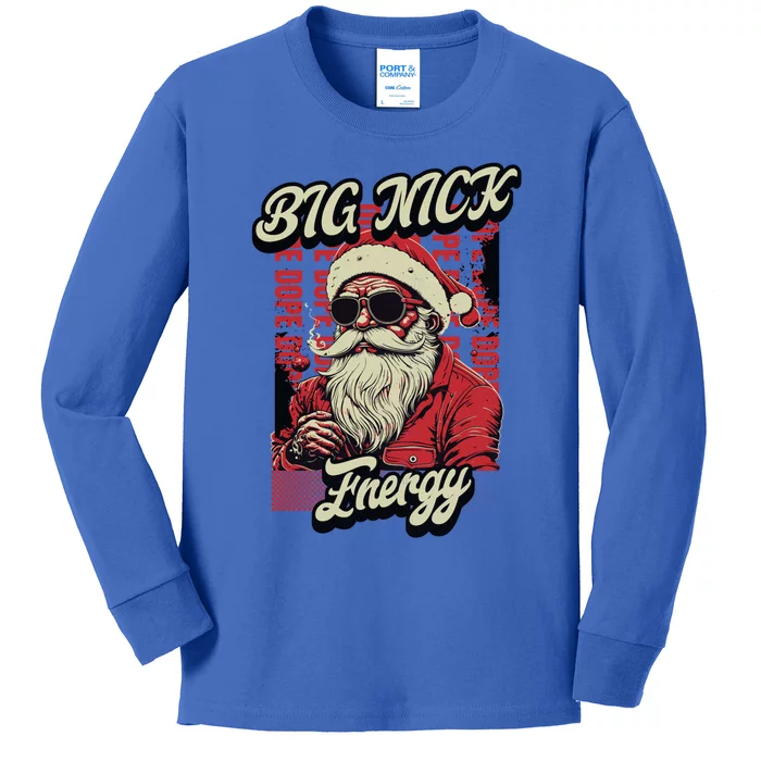 Big Nick Energy Funny Santa Christmas Ugly Christmas Cute Gift Kids Long Sleeve Shirt