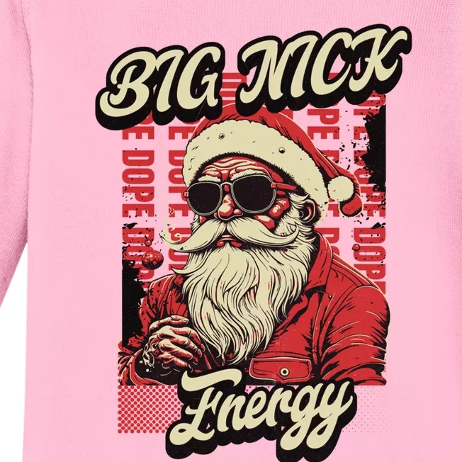 Big Nick Energy Funny Santa Christmas Ugly Christmas Cute Gift Baby Long Sleeve Bodysuit