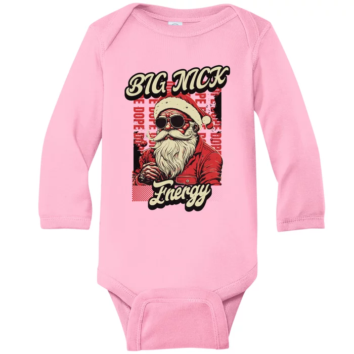 Big Nick Energy Funny Santa Christmas Ugly Christmas Cute Gift Baby Long Sleeve Bodysuit